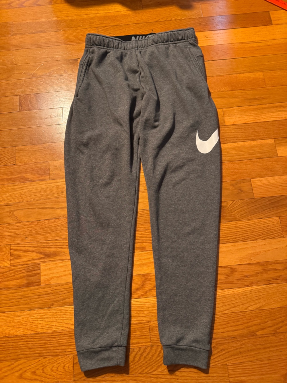 Nike Kids Charcoal Gray Joggers with White Swoosh